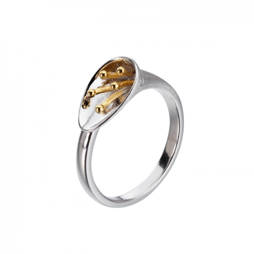 Renfook 925 sterling silver two-tone plated flower bud ring