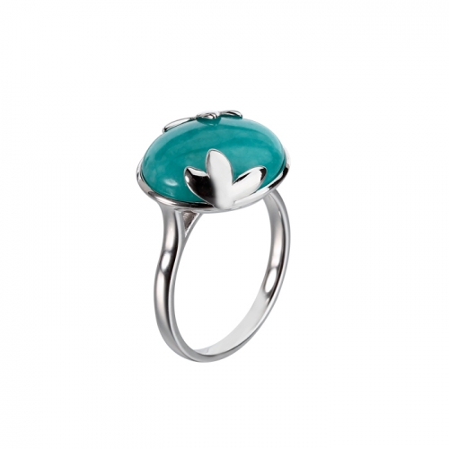 Renfook 925 sterling silver  amazon stone ring for women