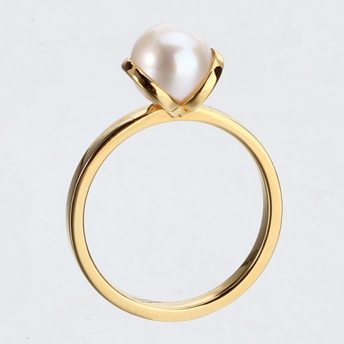 Renfook 925 sterling silver pearl ladies gold plated rings women