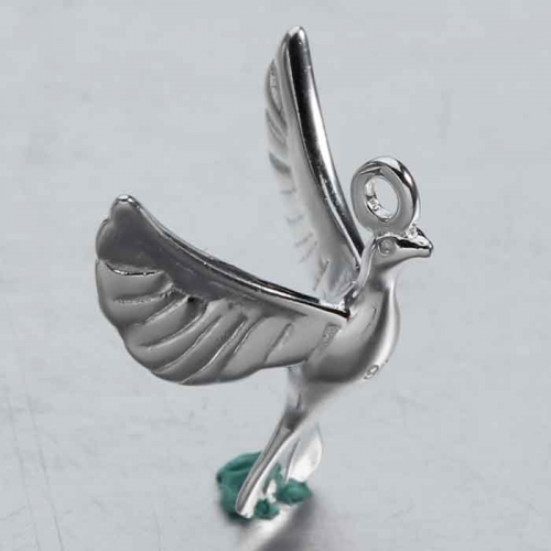 Renfook 925 Sterling silver 3D flying birds charm
