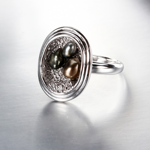 Renfook 925 sterling silver tahiti pearl ring jewelry