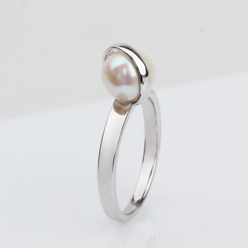 Renfook 925 sterling silver freshwater pearl  ring jewelry