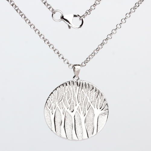 Renfook 925 sterling silver hammered tree of life necklace pendant