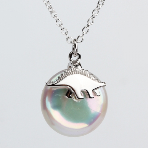 Renfook 925 sterling silver freshwater pearl dinosaur pendant