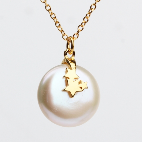 Renfook 925 sterling silver freshwater pearl star pendant