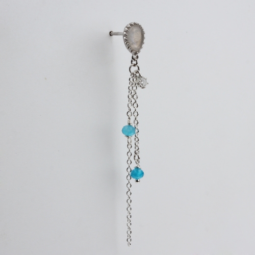 Renfook 925 sterling silver colorful stone chain earrings