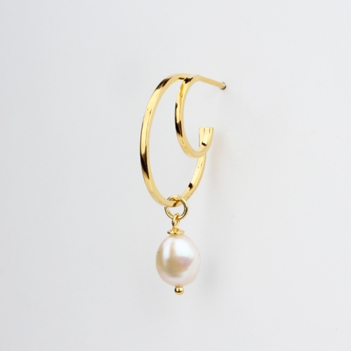 Renfook 925 sterling silver nordic minimalism polished pearl stud earring