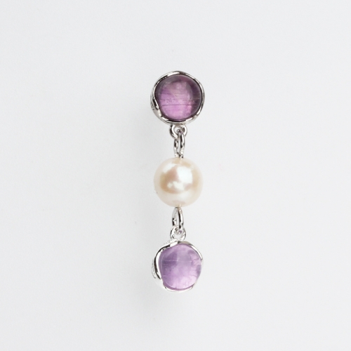 Renfook 925 sterling silver colorful stone and pearl earrings