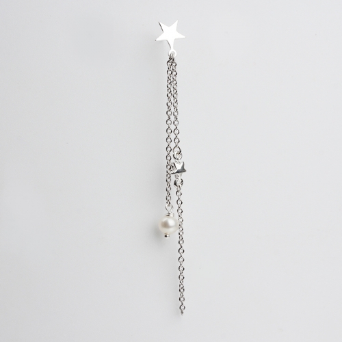 Renfook 925 sterling silver pearl nordic minimalism star chain stud earring