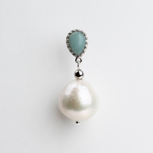 Renfook 925 sterling silver baroque pearl colorful stone earrings for women