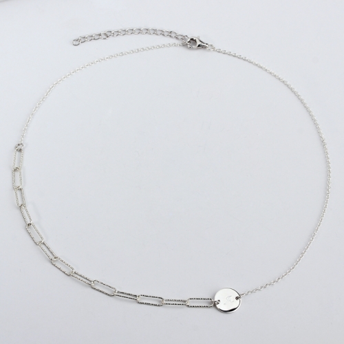 Renfook 925 sterling silver disc chain necklace for women