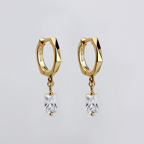 925 Sterling silver geometry charm earrings huggie hoop