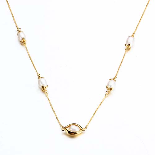 925 Sterling silver sweater chain pearl necklace