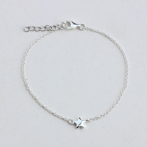 925 sterling silver cable chain star bracelet