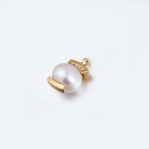 925 Sterling Silver Rice Shape Fresh Water Pearl Charm