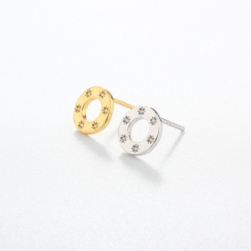 925 Sterling Silver Round CZ Earring Studs