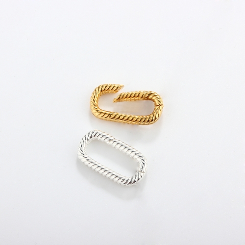 925 Sterling Silver Twisted Long Rectangle Link Clasp