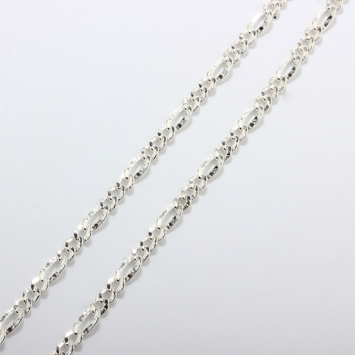 925 sterling silver 3+1 Figaro Hammer cable chain
