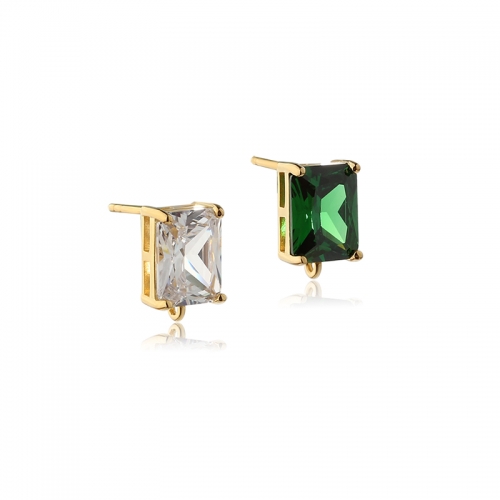 925 Sterling Silver Square Colorful Earring Findings Studs