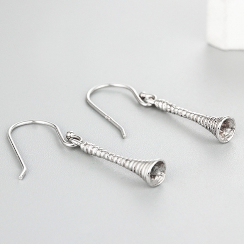 925 sterling silver spiral long hook pearl earrings mountings