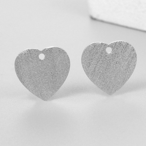 925 sterling silver 11MM brushed heart tag charms 