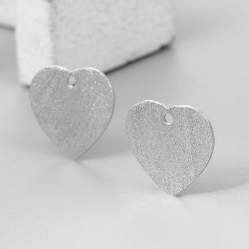 925 sterling silver 8MM brushed heart tag charms 