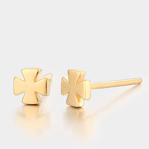 925 sterling silver simple cross stud earrings