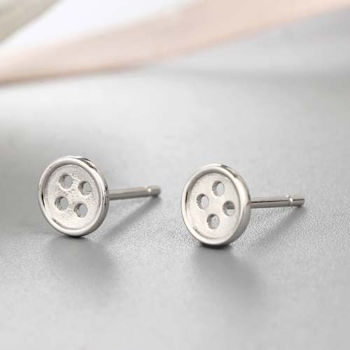 925 sterling silver round button stud earrings