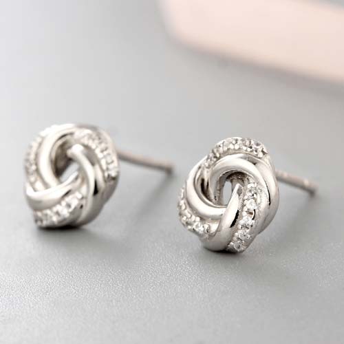 925 sterling silver cz stone round flower stud earrings