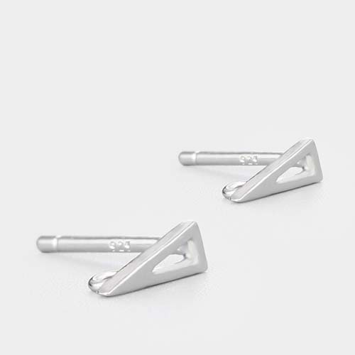 925 sterling silver wholesale hollow triangle earring studs