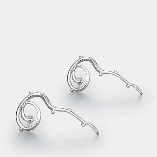 925 sterling silver curved branch earring studs