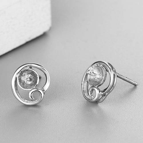 925 sterling silver round pearl earring mountings
