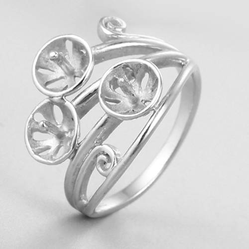 925 sterling silver ring mountings for three pearls