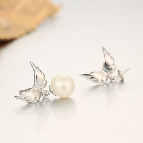 925 sterling silver angle wing pearl earrings findings