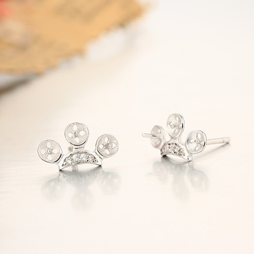 925 sterling silver crown three pearls earrings findings