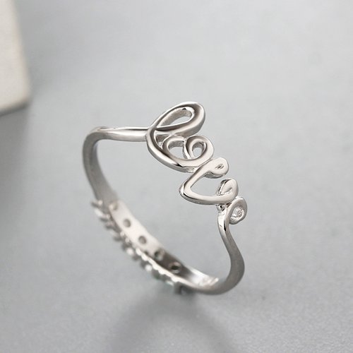 925 sterling silver cubic zirconia letter LOVE double sides rings