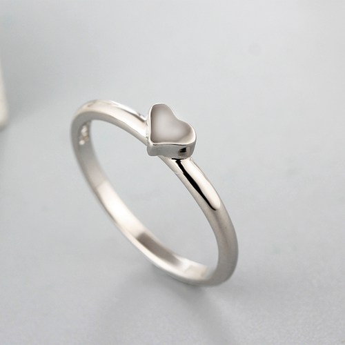 925 sterling silver simple soild heart rings for girls