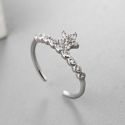 Fashion 925 sterling silver cubic zirconia unique star open rings