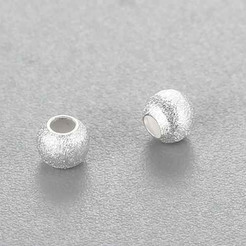 925 sterling silver brushed round beads,3mm