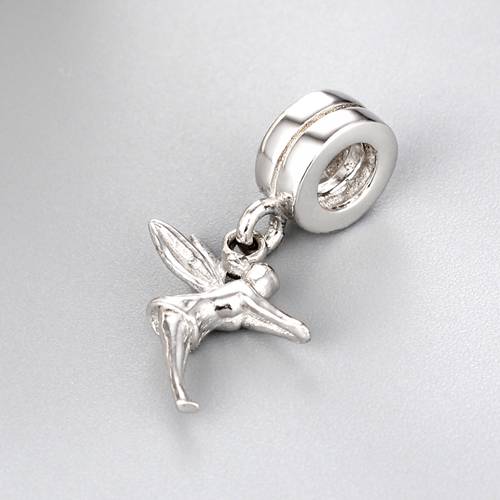 925 sterling silver round spacer beads with angel pendant
