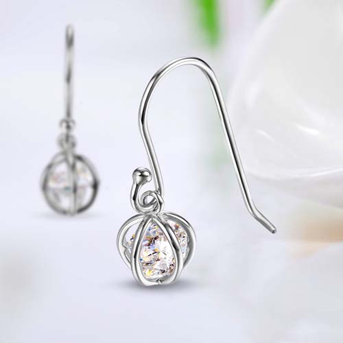 925 sterling silver cubic zirconia cage hook earrings
