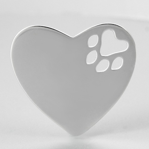 925 sterling silver dog paw heart tags