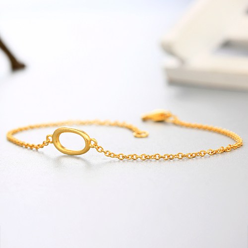 925 sterling silver simple cable chain oval ring bracelets