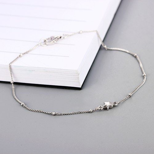 925 sterling silver star curb bead chain bracelets