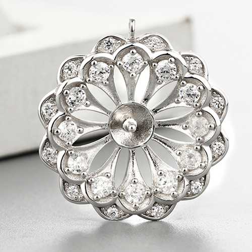925 sterling silver cubic zirconia big flower charms