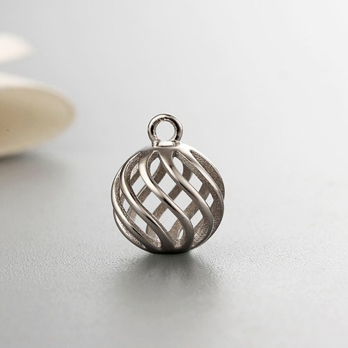 925 sterling silver hollow ball shaped charms