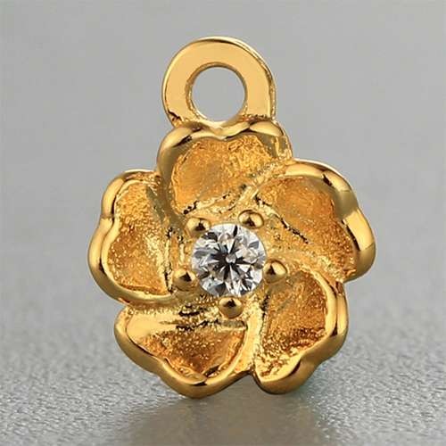 925 sterling silver cubic zirconia flower charms