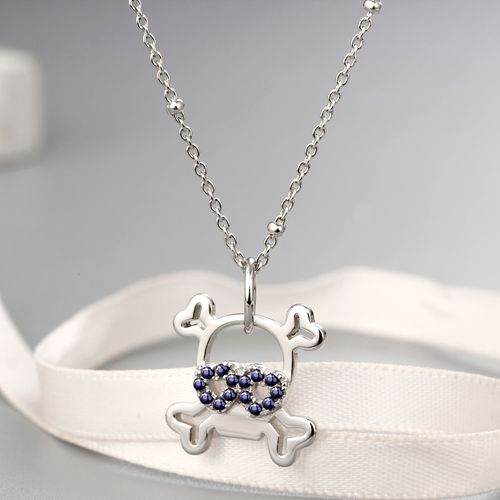 925 sterling lovely skull special cz necklace