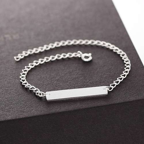 925 sterling silver curb chain sandblasted rectangle charm bracelets