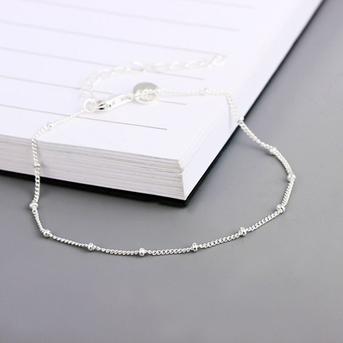 925 sterling silver cable beads chain bracelets with round name plate